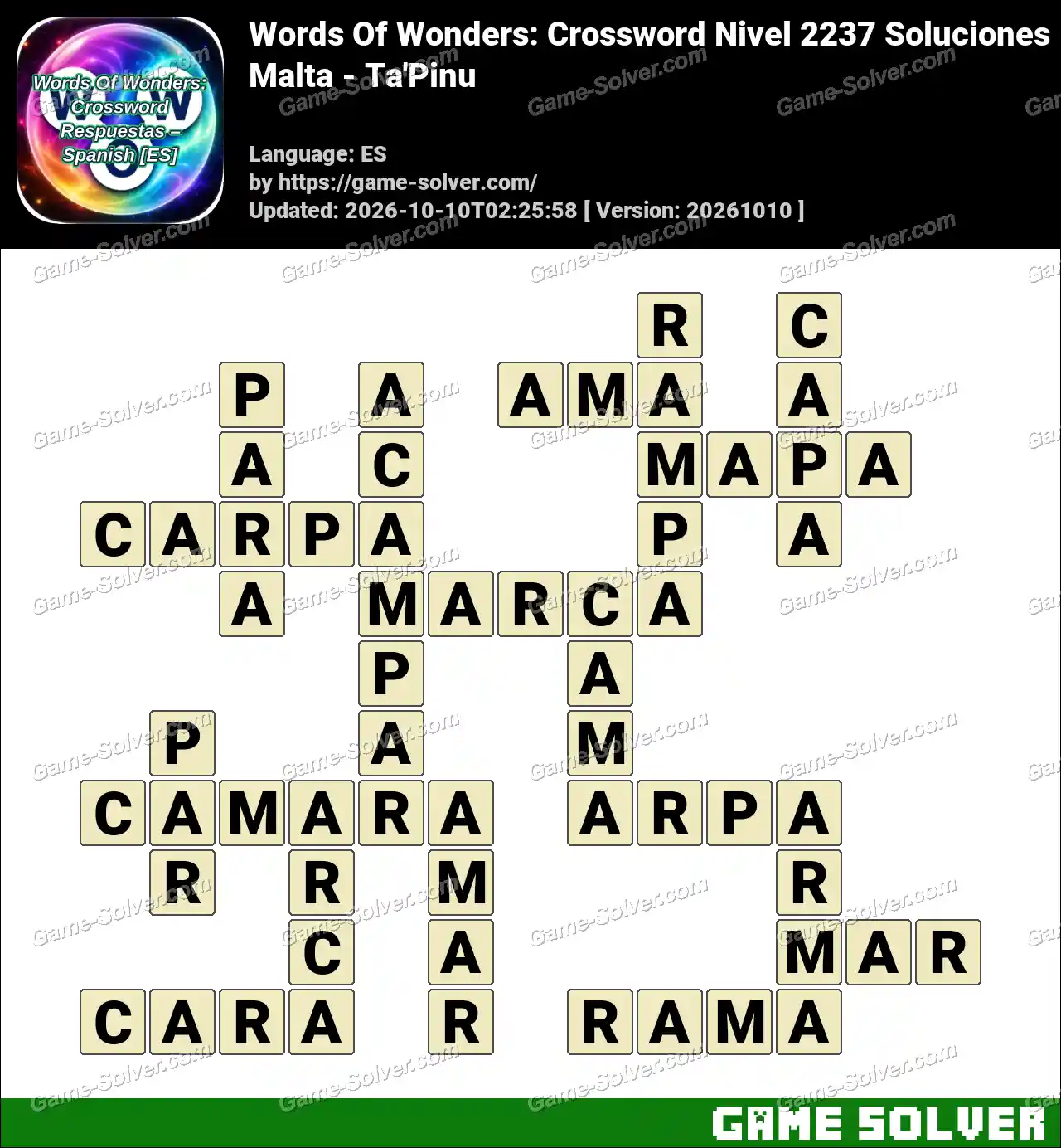 Words Of Wonders: Crossword Nivel 2237 Soluciones – Malta – Ta’Pinu